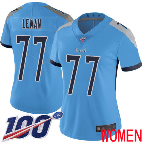 Tennessee Titans Limited Light Blue Women Taylor Lewan Alternate Jersey NFL Football #77 100th Season Vapor Untouchable